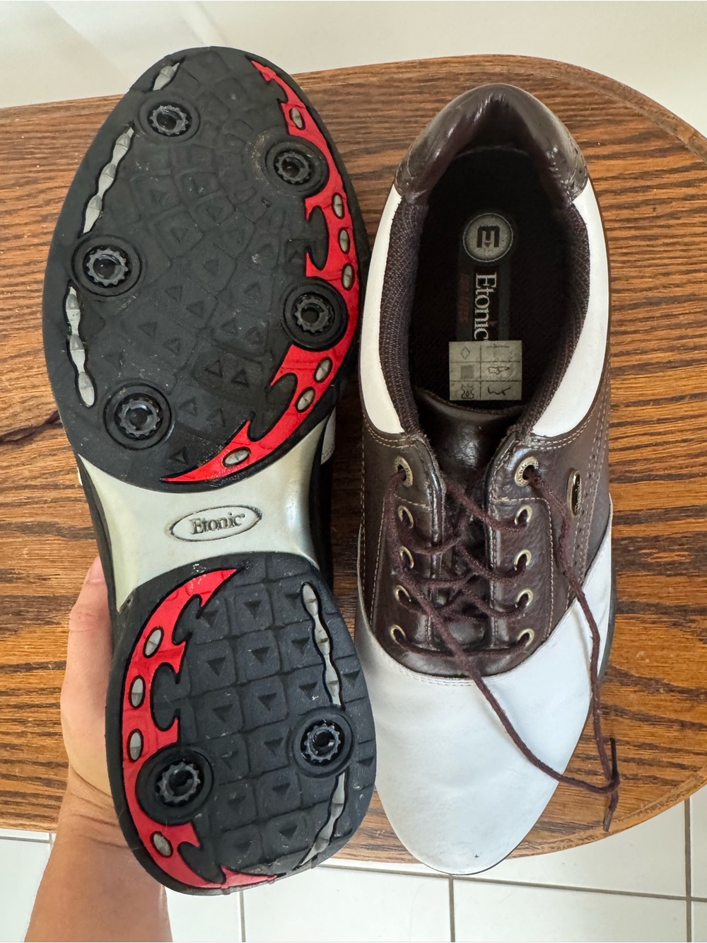 Men’s Etonic Brown/white Leather Golf Shoes